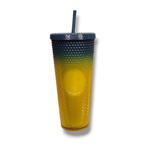 Starbucks 2023 Gradient Yellow Studded Venti Cold Cup & Straw 24 oz Tumbler